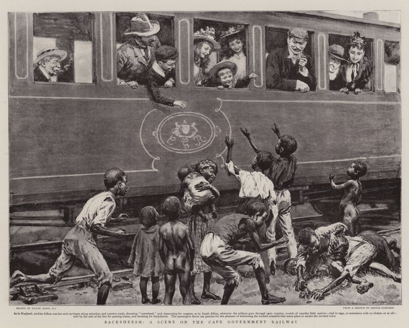 Backsheesh, une scène sur le chemin de fer du gouvernement du Cap - Frank Dadd