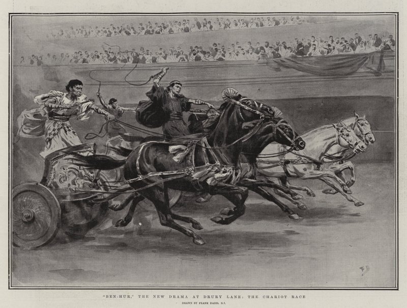 Ben-Hur, le nouveau drame à Drury Lane, la course de chars - Frank Dadd