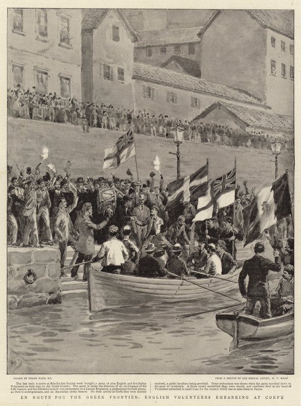 En route pour la frontière grecque, volontaires anglais embarquant à Corfou - Frank Dadd