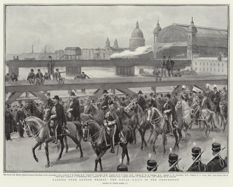 Passage sur le pont de Londres, les ADC navals dans la procession - Frank Dadd