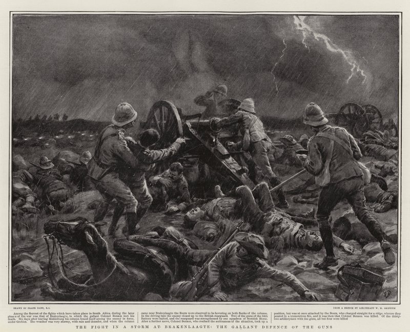 Le Combat dans une Tempête à Brakenlaagte, la Défense Courageuse des Canons - Frank Dadd