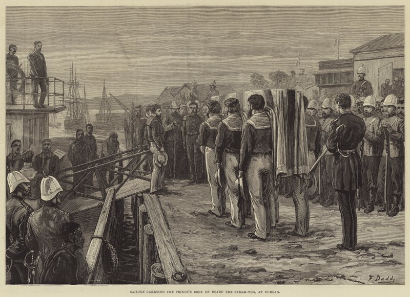 Le défunt Prince Impérial, des marins portant le corps du Prince à bord du remorqueur à vapeur, à Durban - Frank Dadd