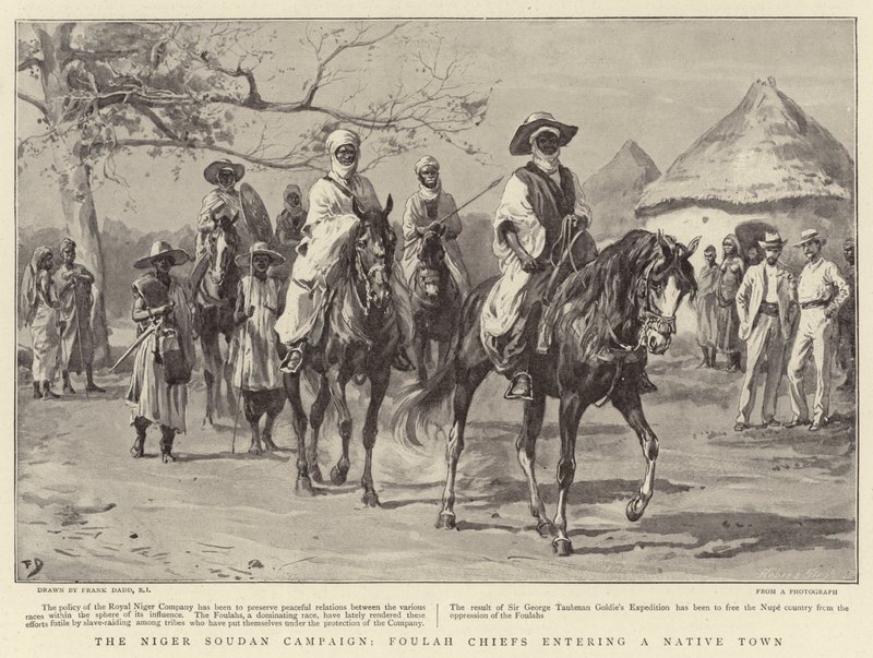 Campagne du Niger Soudan, Chefs Foulah entrant dans une ville indigène - Frank Dadd