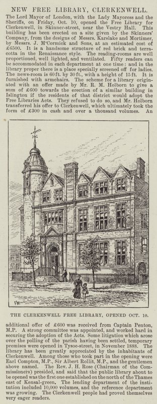 La bibliothèque libre de Clerkenwell, ouverte le 10 octobre - Frank Watkins