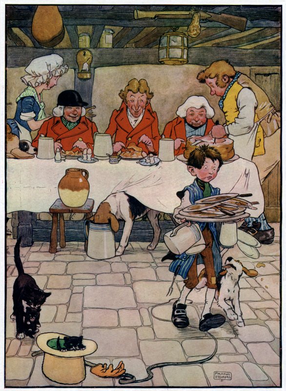 Trois joyeux chasseurs (lithographie en couleur) - Frank Adams