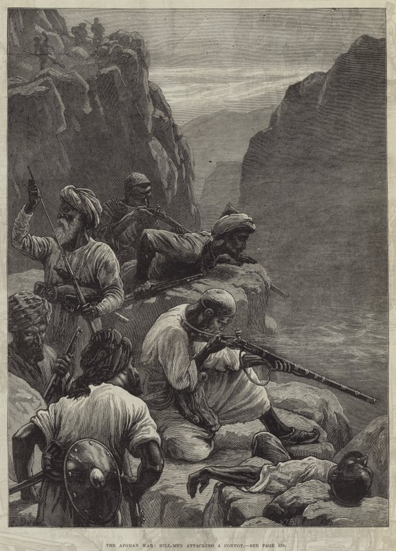 La guerre afghane, les montagnards attaquant un convoi - Frank Dadd