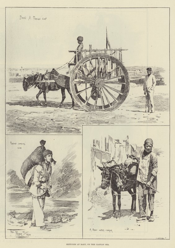 Croquis à Bakou, sur la mer Caspienne - Frederick Pegram