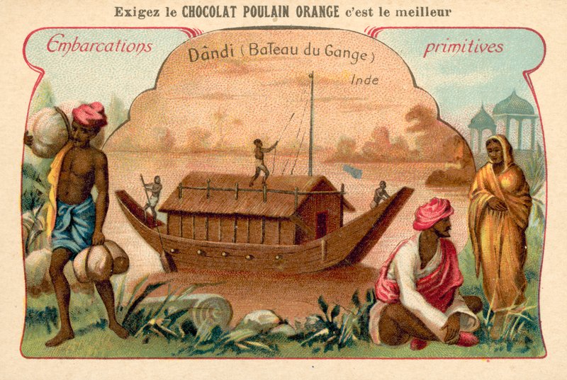 Dandi, bateau fluvial du Gange, Inde - French School