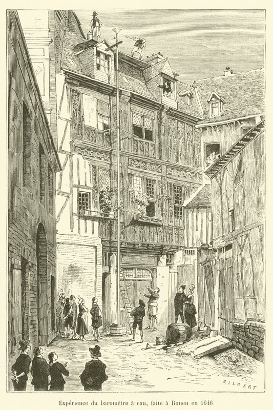 Expérience du baromètre à eau, faite à Rouen en 1646 - French School