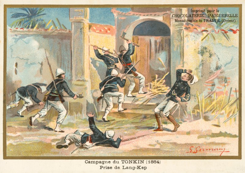 Soldats français capturant Kep, Tonkin, Guerre sino-française, 1884 - French School