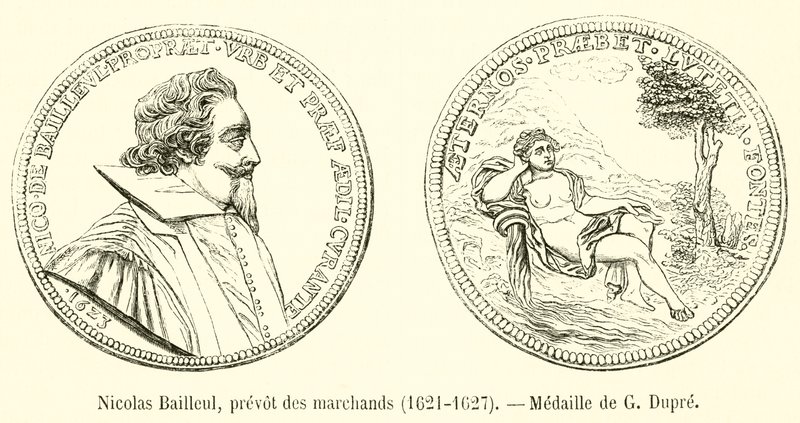 Nicolas Bailleul, prévôt des marchands, 1621-1627, Médaille de G Dupre - French School