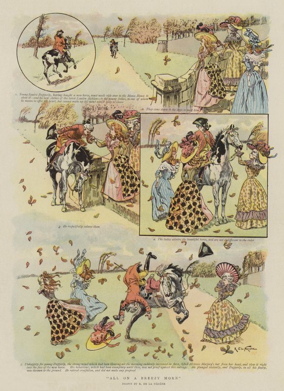 Tout par un matin venteux (chromolithographie) - French School