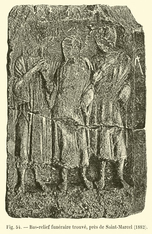 Bas-relief funéraire trouvé, près de Saint-Marcel, 1882 - French School