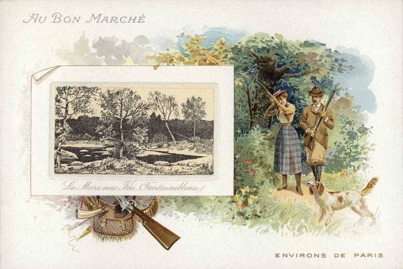 Couple tirant sur des oiseaux - French School