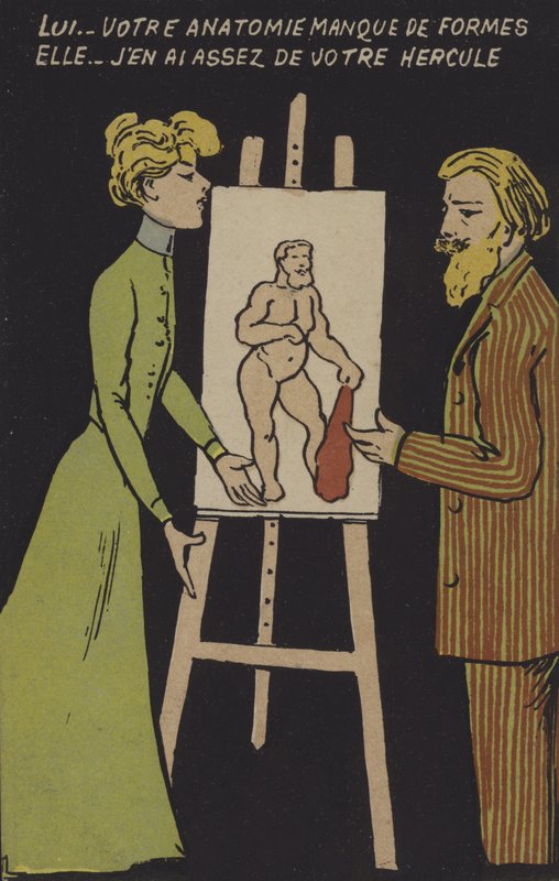 Couple avec un chevalet - French School
