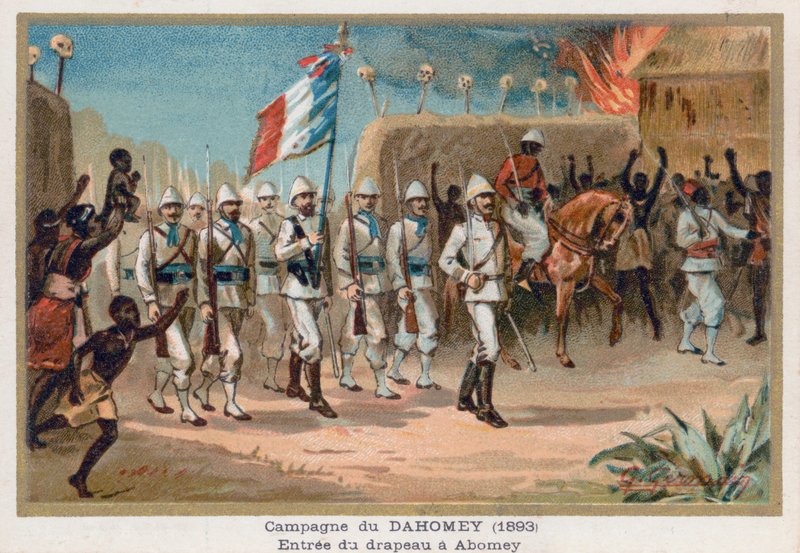 Entrée du drapeau français à Abomey - French School