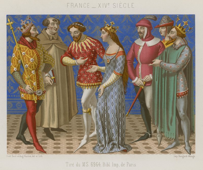 Figures en vêtements français du 14e siècle - French School