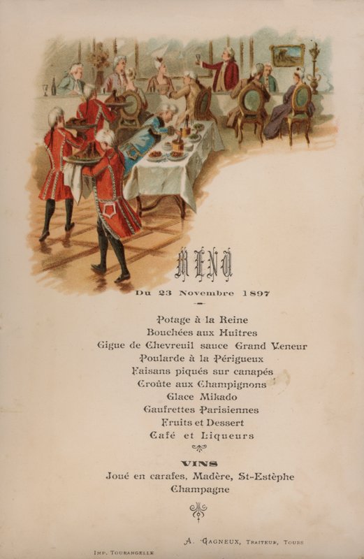 Menu français pour un dîner - French School