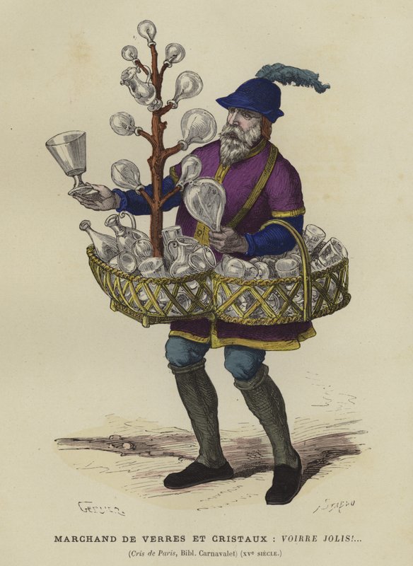 Vendeur de verre et de cristal, 15ème siècle - French School