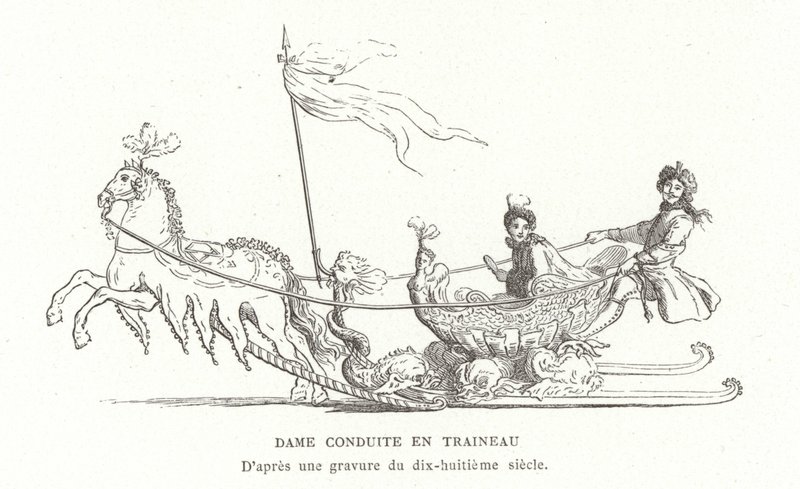 Dame voyageant en traîneau, France, 18e siècle - French School