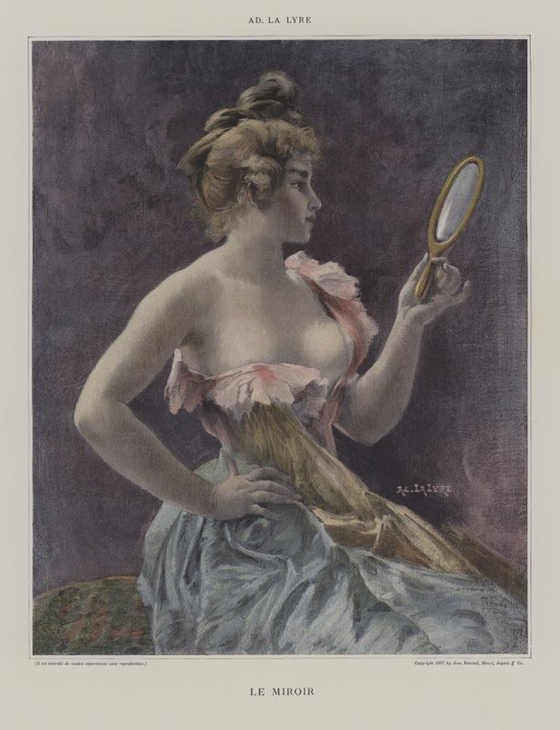 Le Miroir (lithographie en couleur) - French School
