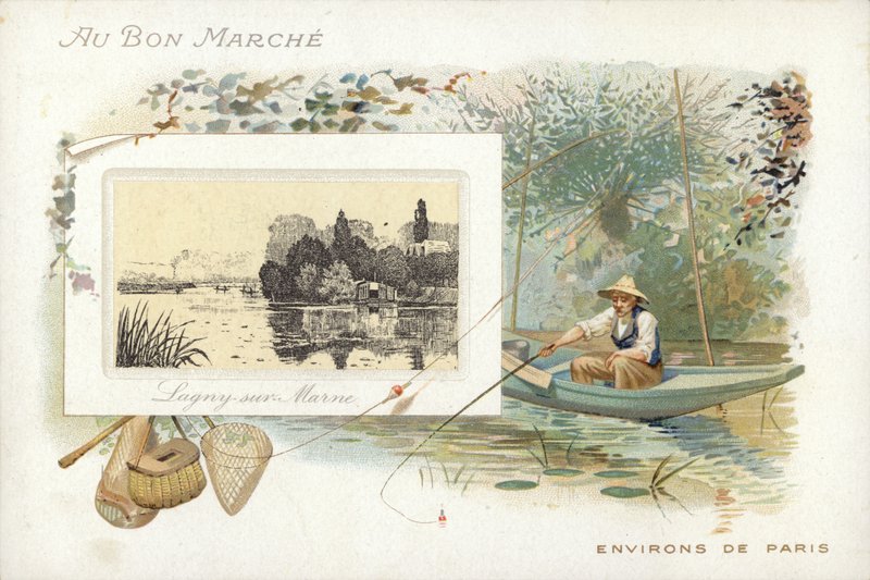 Homme pêchant sur un lac - French School