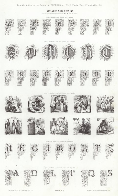 Page de Vignettes Typographiques (gravure) - French School