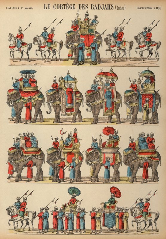 Procession de rajahs indiens - French School