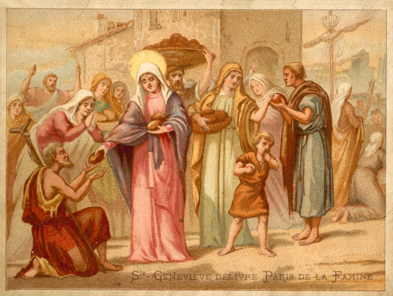 Sainte Geneviève sauvant Paris de la famine, 465 - French School