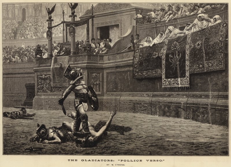 Les Gladiateurs, « Pollice Verso » (gravure) - French School