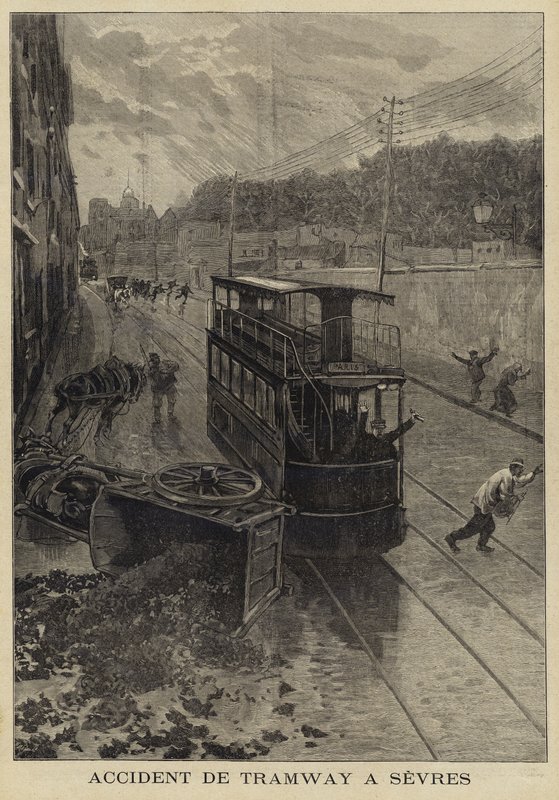 Accident de tramway à Sèvres, France, 1897 - French School