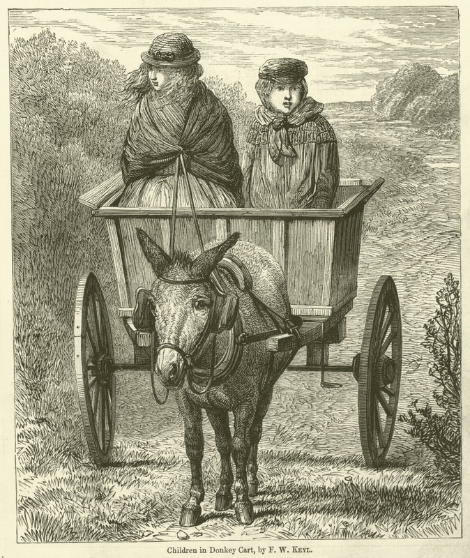 Enfants dans une charrette à âne (gravure) - Friedrich Wilhelm Keyl