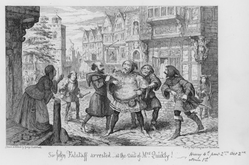 Sir John Falstaff arrêté, à la demande de Mrs Quickly! - George Cruikshank
