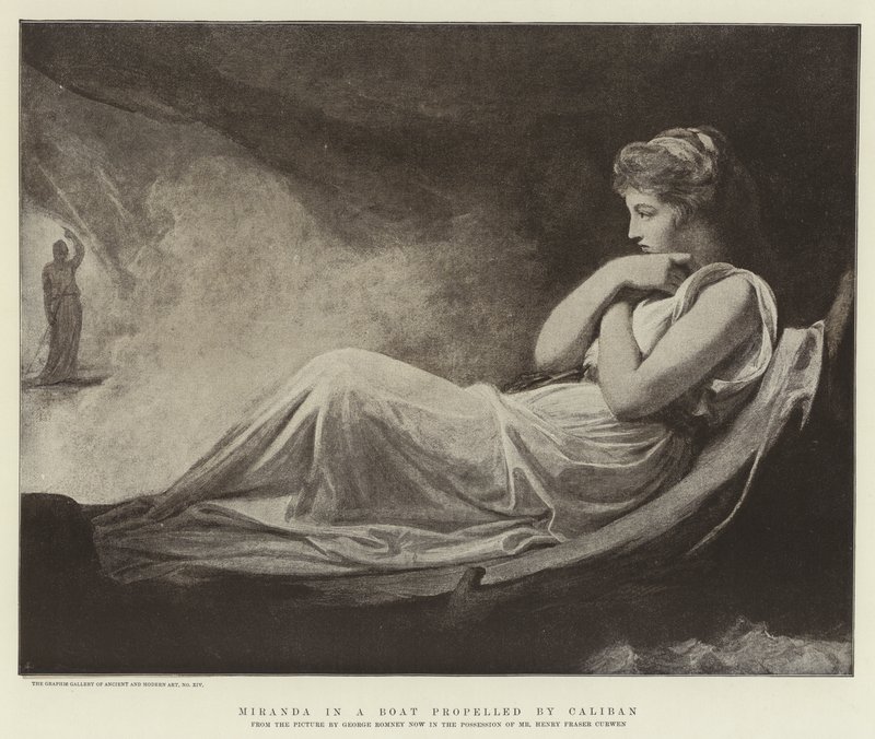 Miranda dans un bateau propulsé par Caliban - George Romney