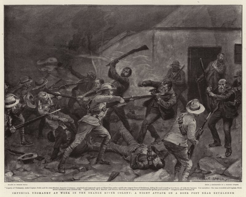 Les Yeomanry Impériaux au travail dans la colonie de la rivière Orange, une attaque de nuit sur un poste Boer près de Bethléem - George Soper