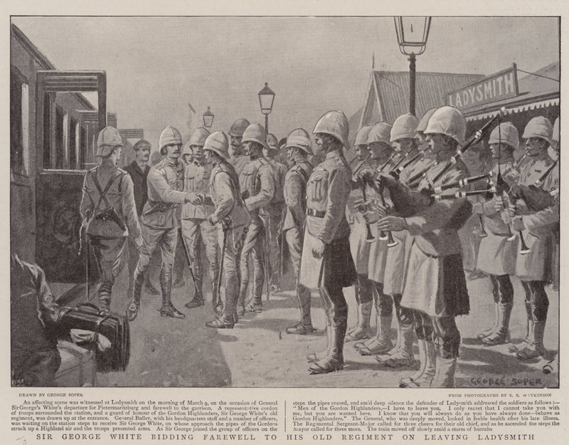 Sir George White faisant ses adieux à son ancien régiment en quittant Ladysmith - George Soper
