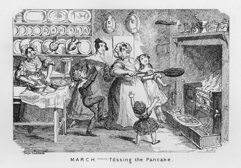 Mars, lancer de crêpes - George Cruikshank