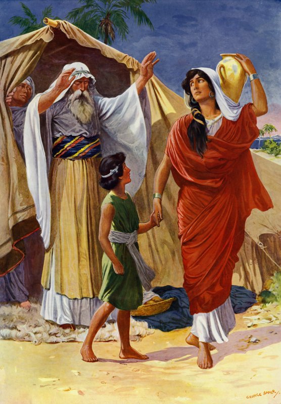 Agar et Ismaël (lithographie en couleur) - George Soper