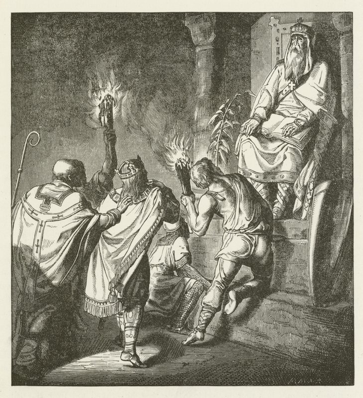 Otton au tombeau de Charlemagne - German School
