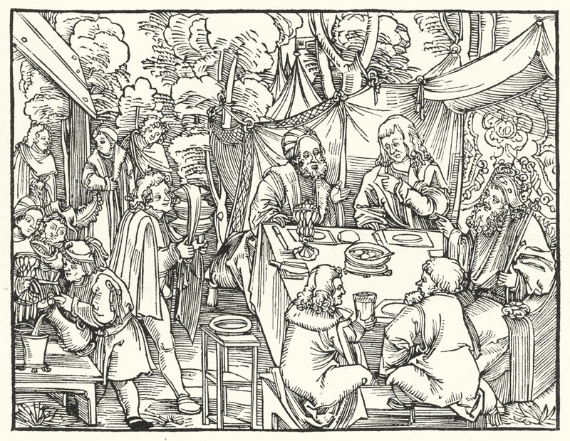 Un banquet royal (gravure) - German School