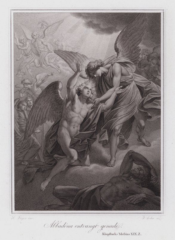 Abbadon reçoit la miséricorde (gravure) - German School