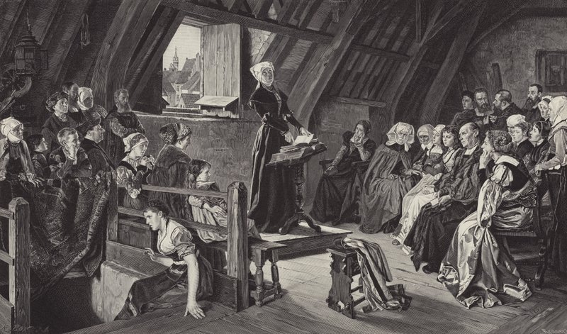 Anne Askew prêchant la doctrine luthérienne - German School