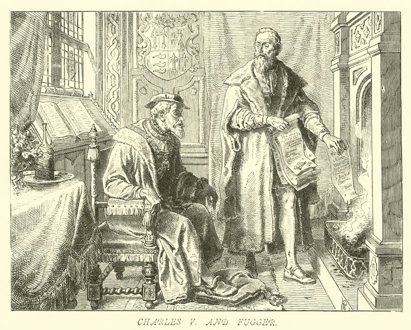 Charles V et Fugger - German School