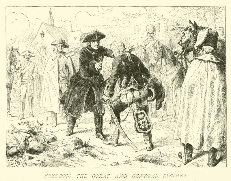 Frédéric le Grand et le général Ziethen - German School