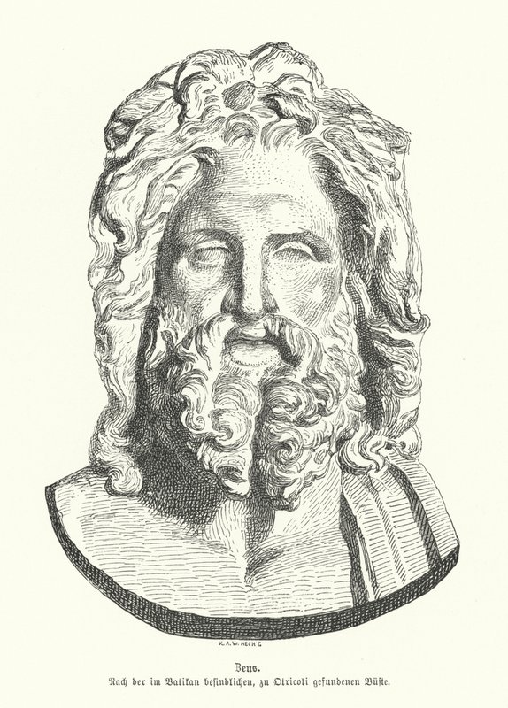 Tête de Zeus, dieu grec antique - German School