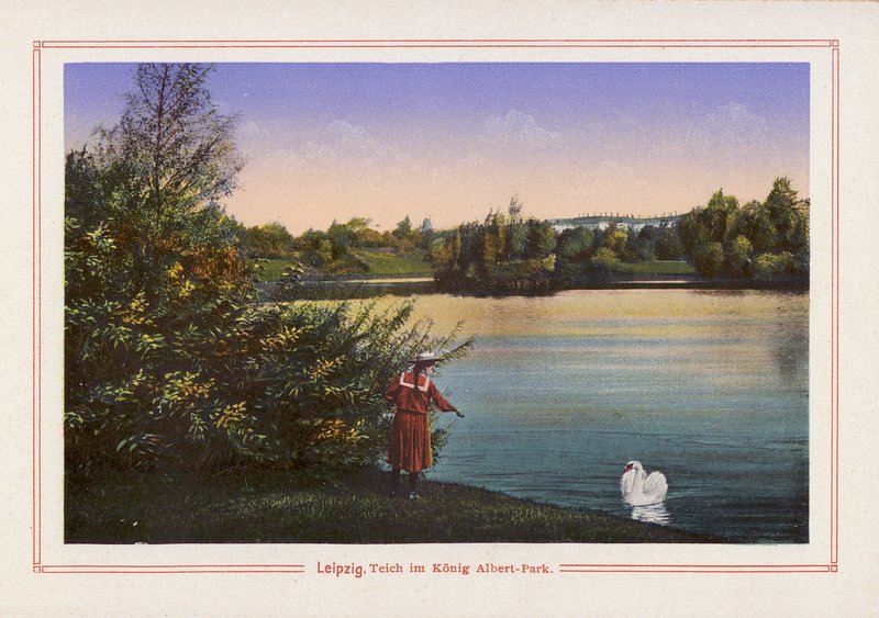 Leipzig, Étang dans le parc König Albert - German School