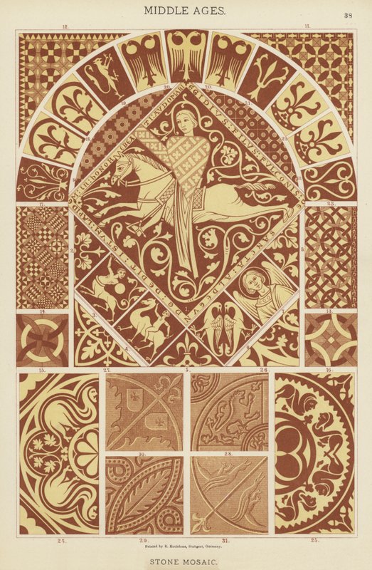 Moyen Âge, mosaïque en pierre - German School
