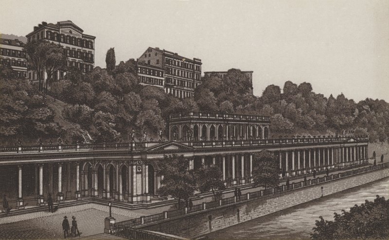 Colonnade de Muhlbrunn (lithographie) - German School