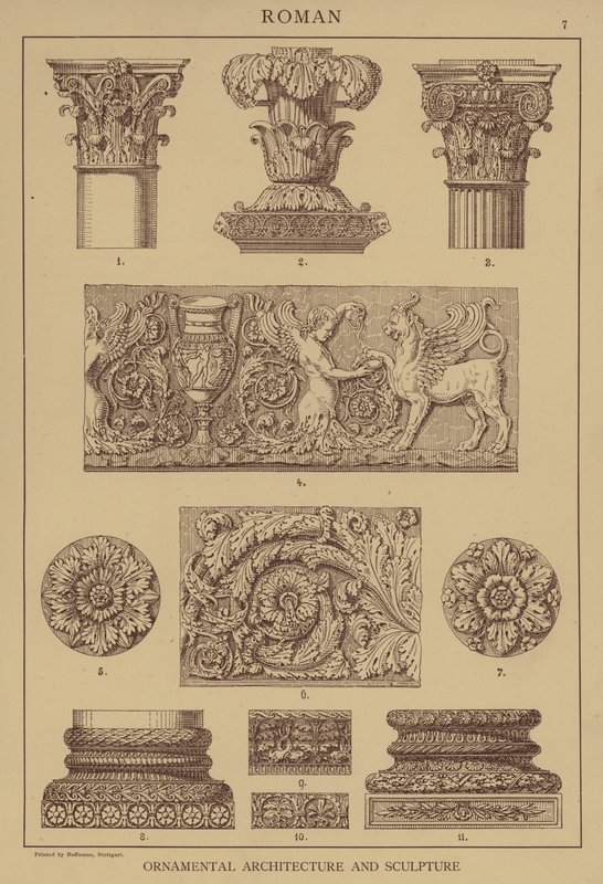 Romain, Architecture et sculpture ornementales - German School