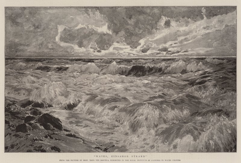 Vagues, Einsamor Strand (lithographie) - German School